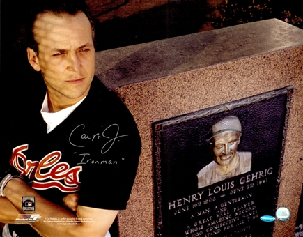 Cal Ripken Jr Signed & "Ironman" Inscribed 16x20 Photo By Lou Gehrig Memorial (Ironclad Holo)
